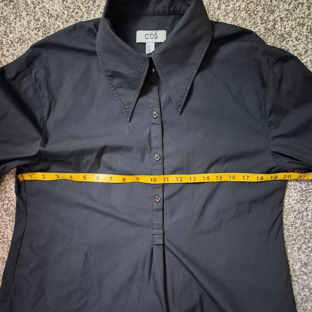 COS Black Stretch Cotton A Line Midi Shirt Minimalist Edgy Dress - Picture 7 of 7